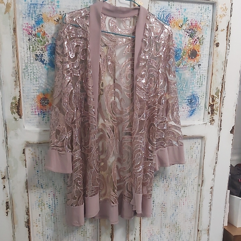 Elegant Pink Lace Women's Kimono Jacket